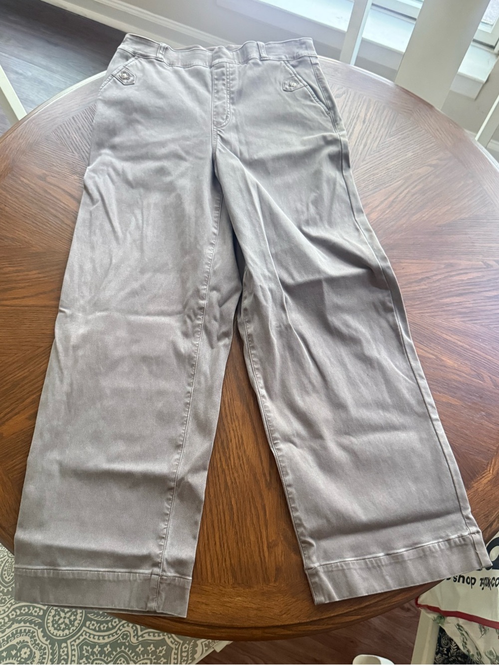 SPANX light gray/purple jeans with button accents Never Worn